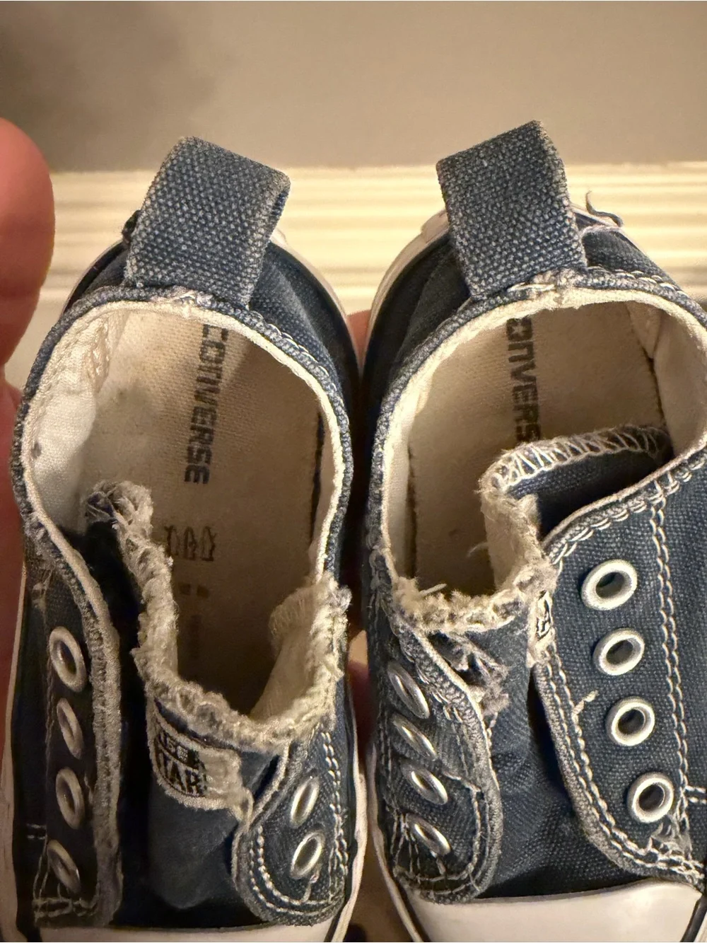 Converse Chuck Taylor All Star Blue Denim Slip On Hook Loop Infant Sneakers 6